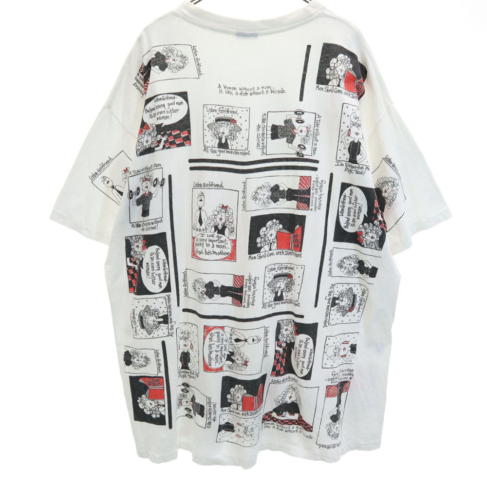 90s 総柄 半袖 Tシャツ XXXXL ホワイト系 ビッグサイズ オールド ヴィンテージ メンズ