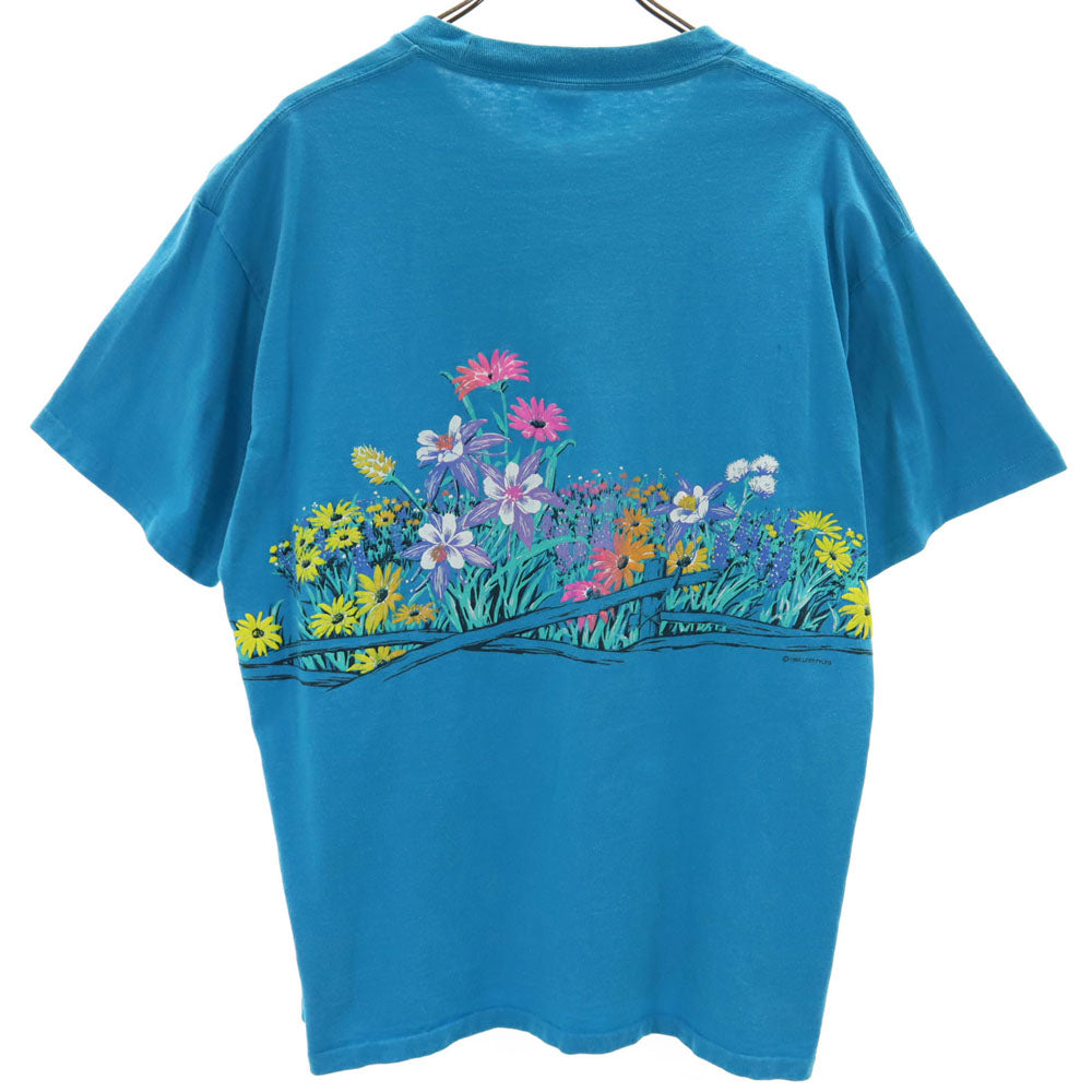 anbil アンビル 90s USA製 花 プリント 半袖 Tシャツ XL ブルー系 オールド ヴィンテージ メンズ