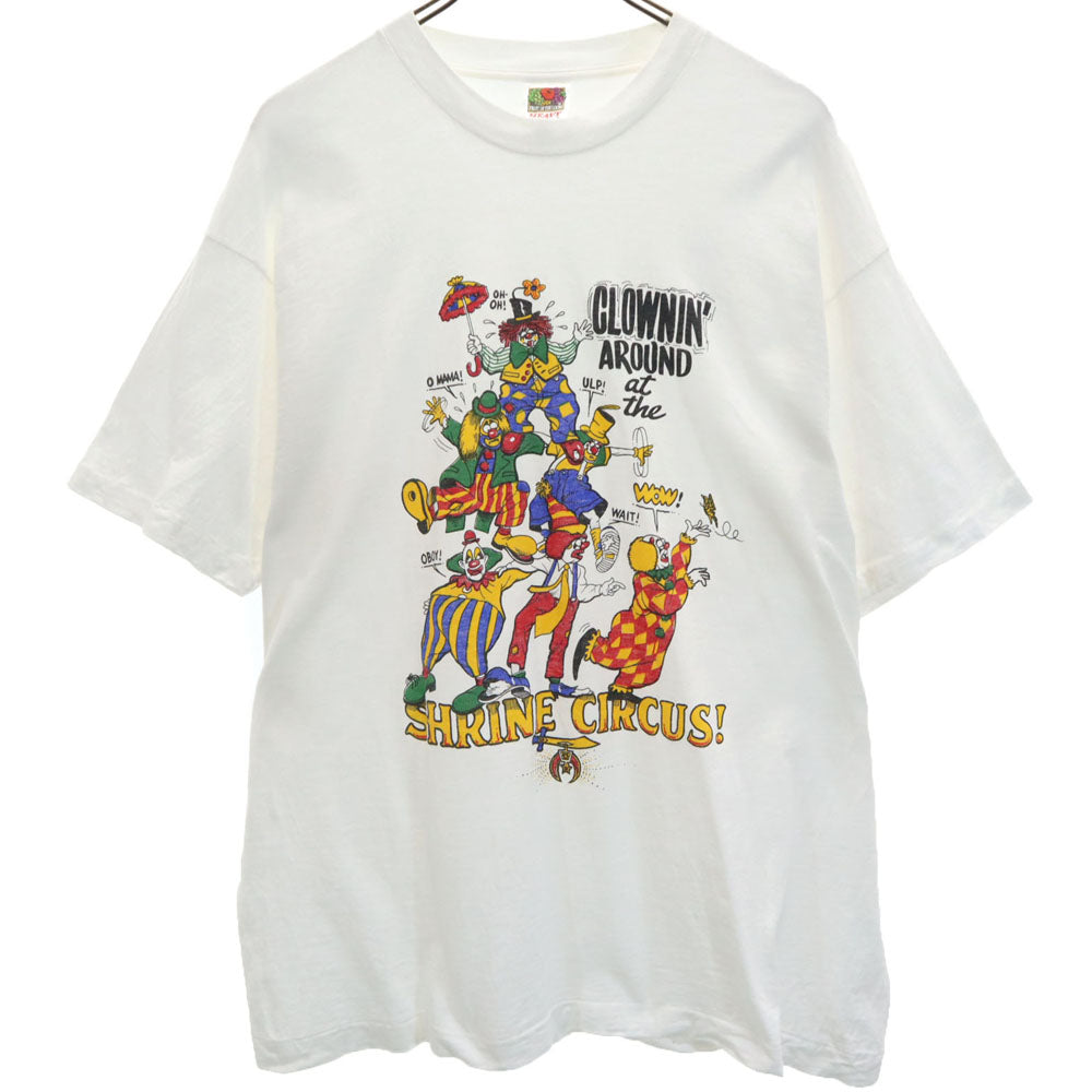 フルーツオブザルーム 90s サーカス 半袖 SHRINE CIRCUS Tシャツ XL ホワイト FRUIT OF THE LOOM ヘビーコットン シングルステッチ ピエロ オールド ヴィンテージ メンズ