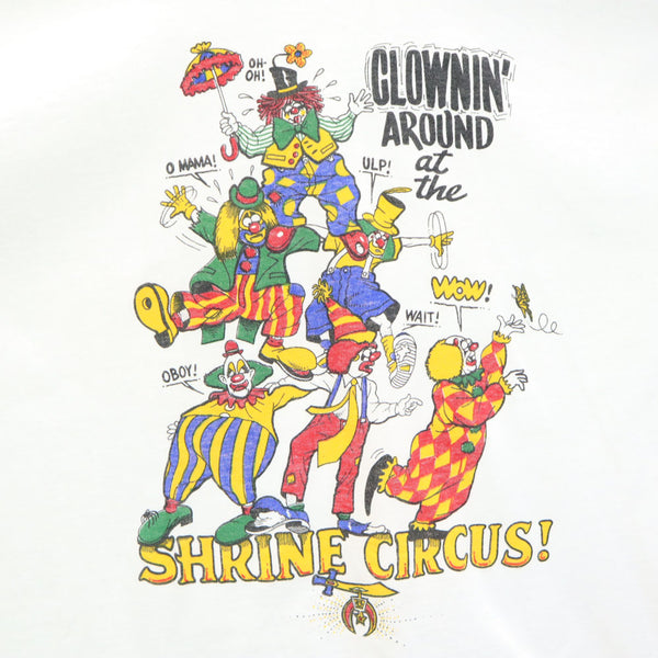 フルーツオブザルーム 90s サーカス 半袖 SHRINE CIRCUS Tシャツ XL ホワイト FRUIT OF THE LOOM ヘビーコットン シングルステッチ ピエロ オールド ヴィンテージ メンズ