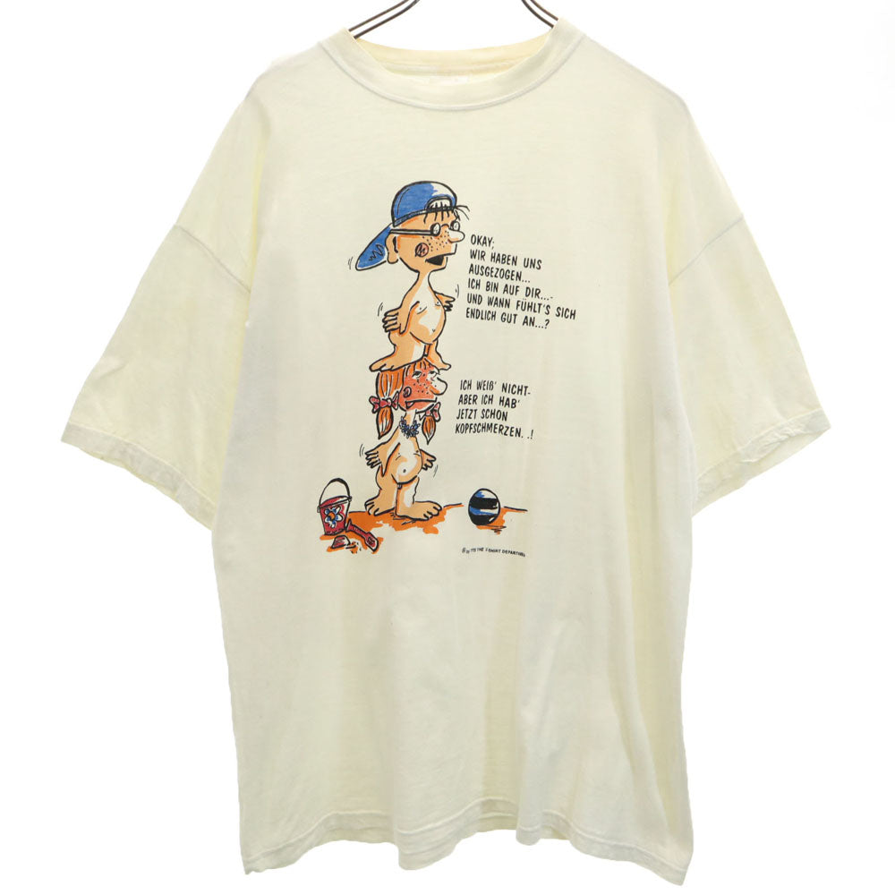 イラスト プリント 半袖 Tシャツ アイボリー系 メンズ