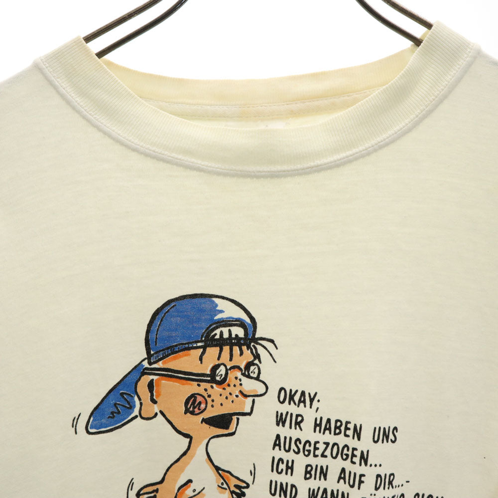 イラスト プリント 半袖 Tシャツ アイボリー系 メンズ