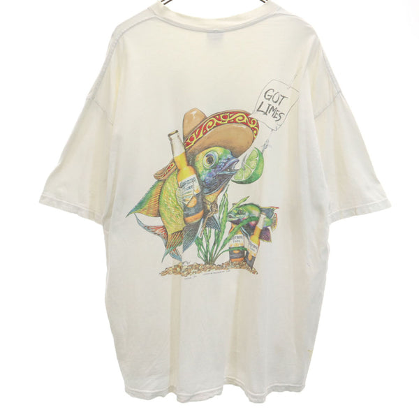 オールアメリカンウェア 90s USA製 コロナ エキストラ 半袖 Tシャツ 2XL ホワイト ALL AMERICAN WEAR ビッグサイズ Corona Extra フィッシュ オールド ヴィンテージ メンズ