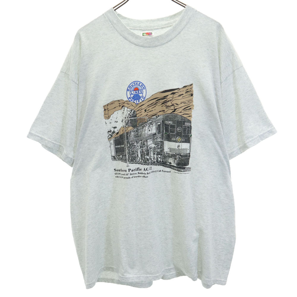 フルーツオブザルーム 90s 00s サザン・パシフィック鉄道 半袖 Tシャツ XXL グレー FRUIT OF THE LOOM BEST トレイン SOUTHERN PACIFIC ビッグサイズ オールド ヴィンテージ メンズ