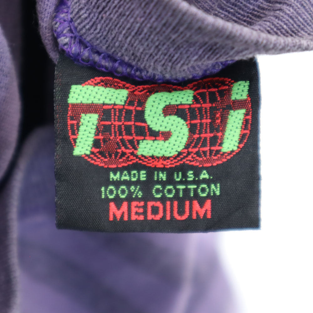 TSi 90s USA製 ボーダー柄 半袖 シングルステッチ Tシャツ M パープル TSi オールド ヴィンテージ メンズ