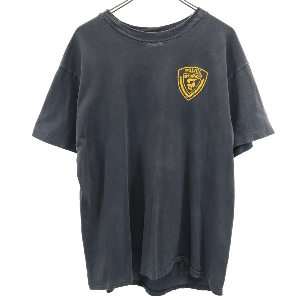 ヘインズ 90s USA製 ポリス 半袖 Tシャツ L チャコールグレー Hanes BEEFY-T シングルステッチ POLICE オールド ヴィンテージ メンズ