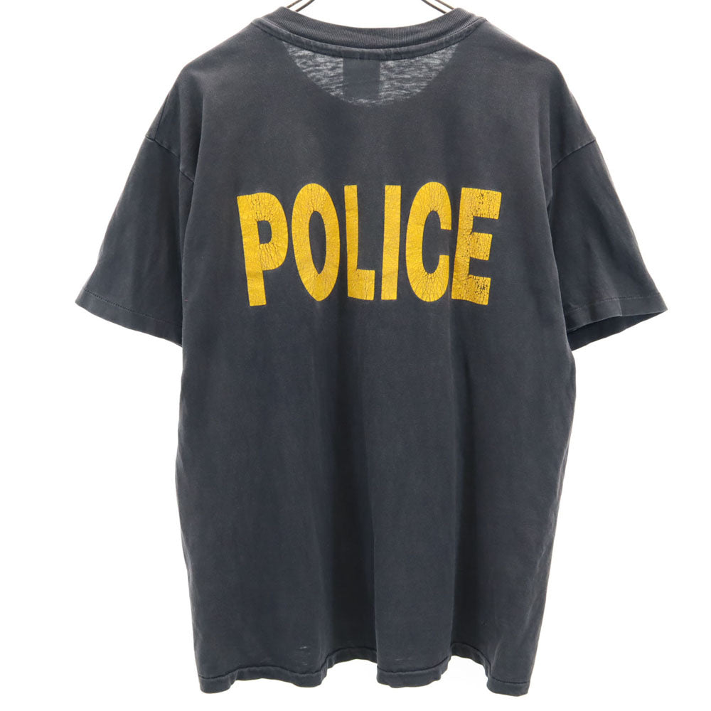 ヘインズ 90s USA製 ポリス 半袖 Tシャツ L チャコールグレー Hanes BEEFY-T シングルステッチ POLICE オールド ヴィンテージ メンズ