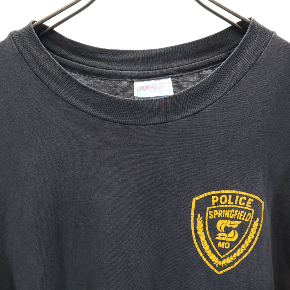 ヘインズ 90s USA製 ポリス 半袖 Tシャツ L チャコールグレー Hanes BEEFY-T シングルステッチ POLICE オールド ヴィンテージ メンズ