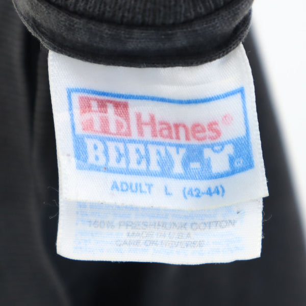 ヘインズ 90s USA製 ポリス 半袖 Tシャツ L チャコールグレー Hanes BEEFY-T シングルステッチ POLICE オールド ヴィンテージ メンズ