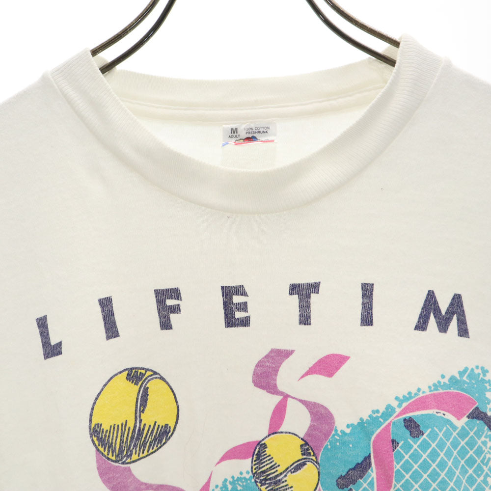 フルーツオブザルーム 90s USA製 半袖 シングルステッチ Tシャツ M ホワイト FRUIT OF THE LOOM テニス オールド ヴィンテージ メンズ