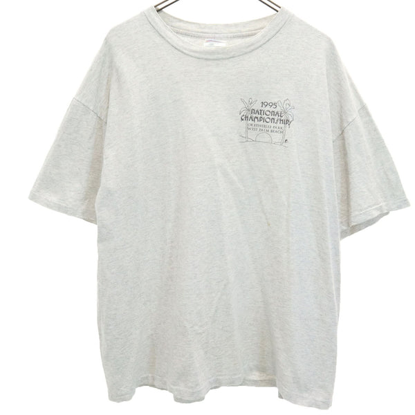 ヘインズ 90s バックプリント ナショナルチャンピオンシップ 1995 半袖 Tシャツ XL グレー Hanes シングルステッチ オールド ヴィンテージ メンズ