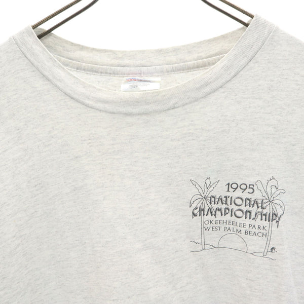 ヘインズ 90s バックプリント ナショナルチャンピオンシップ 1995 半袖 Tシャツ XL グレー Hanes シングルステッチ オールド ヴィンテージ メンズ