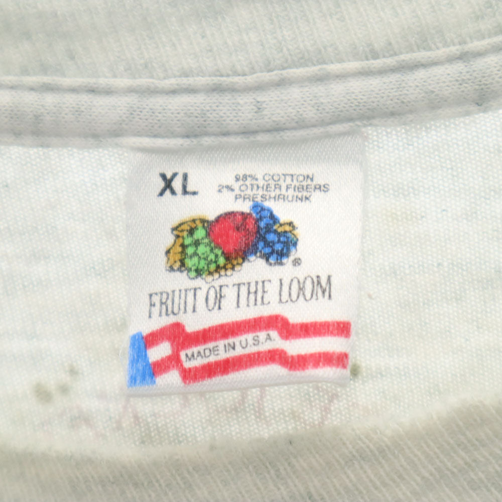 フルーツオブザルーム 90s USA製 半袖 シングルステッチ Tシャツ XL ライトグレー FRUIT OF THE LOOM オールド ヴィンテージ メンズ