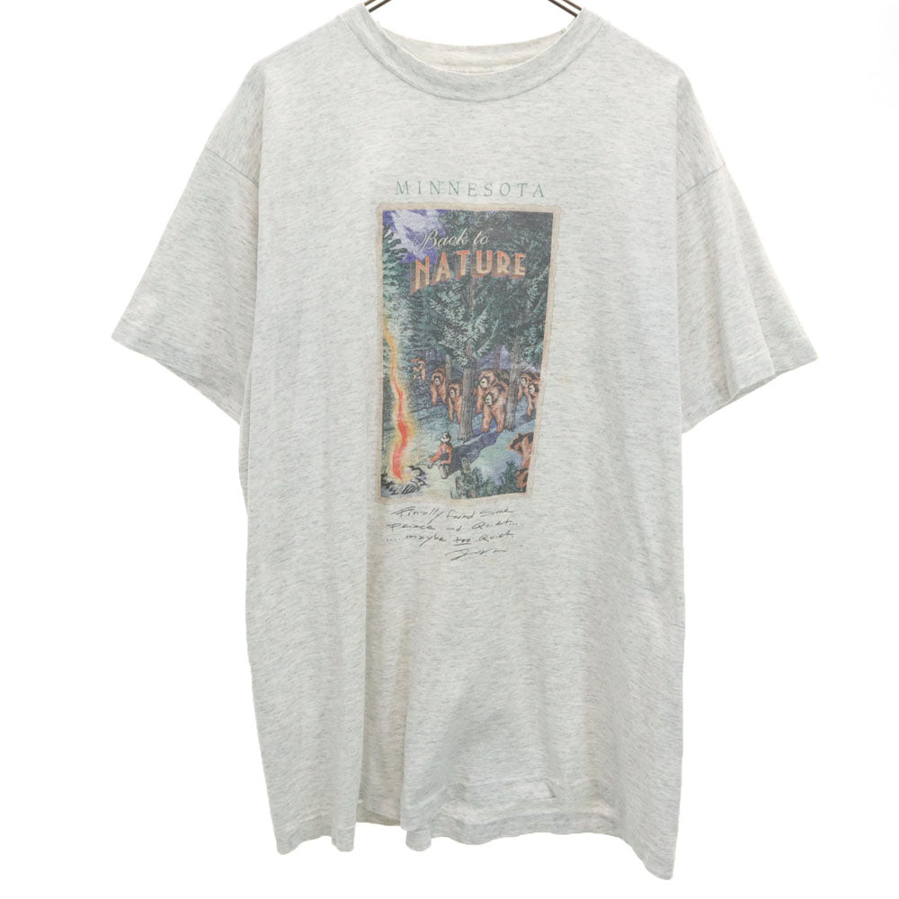 フルーツオブザルーム 90s USA製 半袖 シングルステッチ Tシャツ XL ライトグレー FRUIT OF THE LOOM オールド ヴィンテージ メンズ