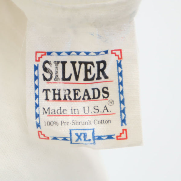 SILVER THREADS 90s USA製 半袖 シングルステッチ Tシャツ XL ホワイト SILVER THREADS オールド ヴィンテージ メンズ