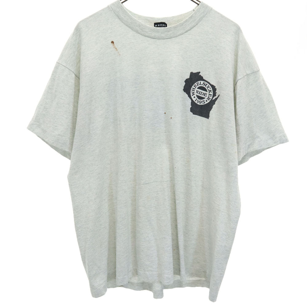 FRUIT OF THE LOOM フルーツオブザルーム 90s USA製 バックプリント 半袖 シングルステッチ Tシャツ XL ライトグレー BEST メンズ