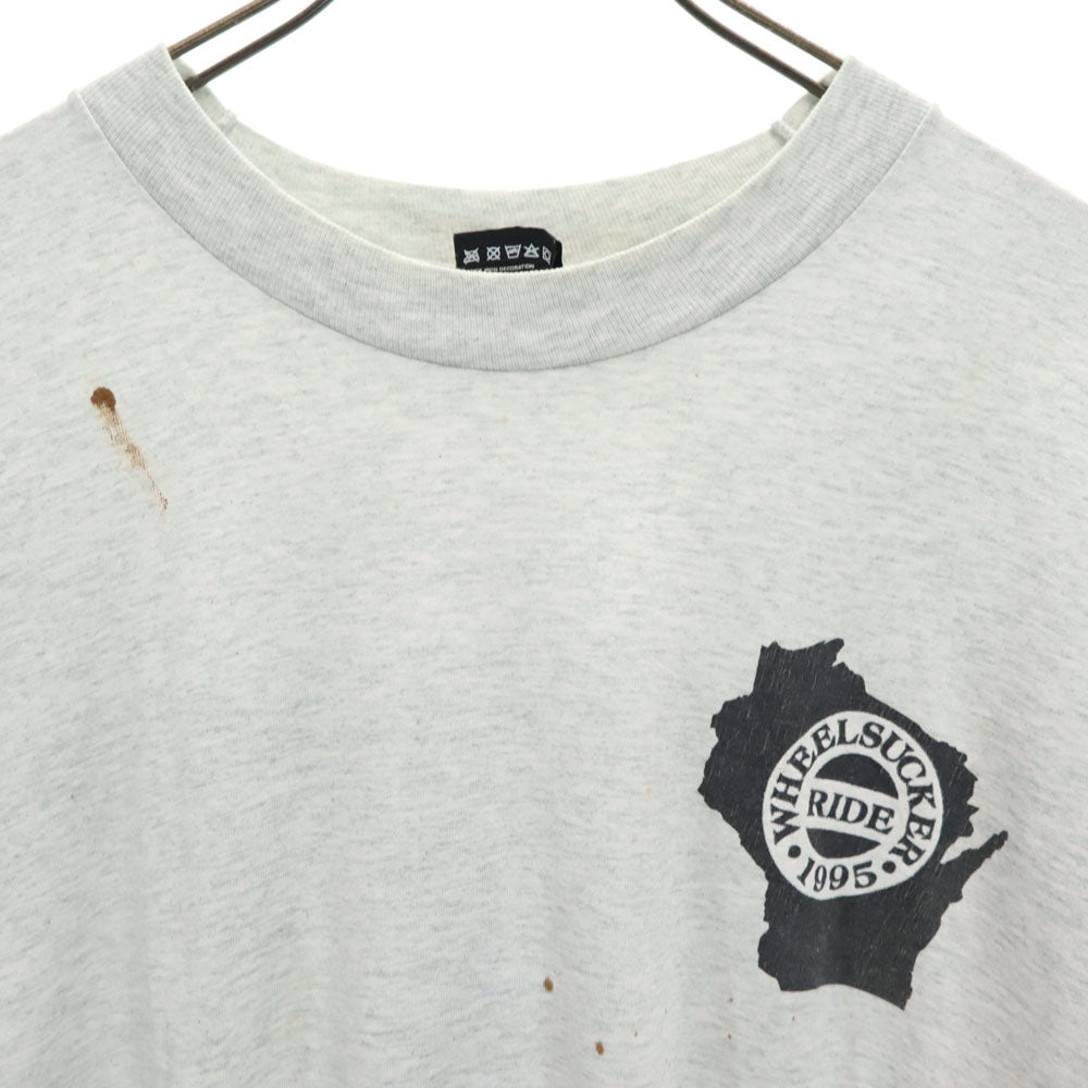 FRUIT OF THE LOOM フルーツオブザルーム 90s USA製 バックプリント 半袖 シングルステッチ Tシャツ XL ライトグレー BEST メンズ