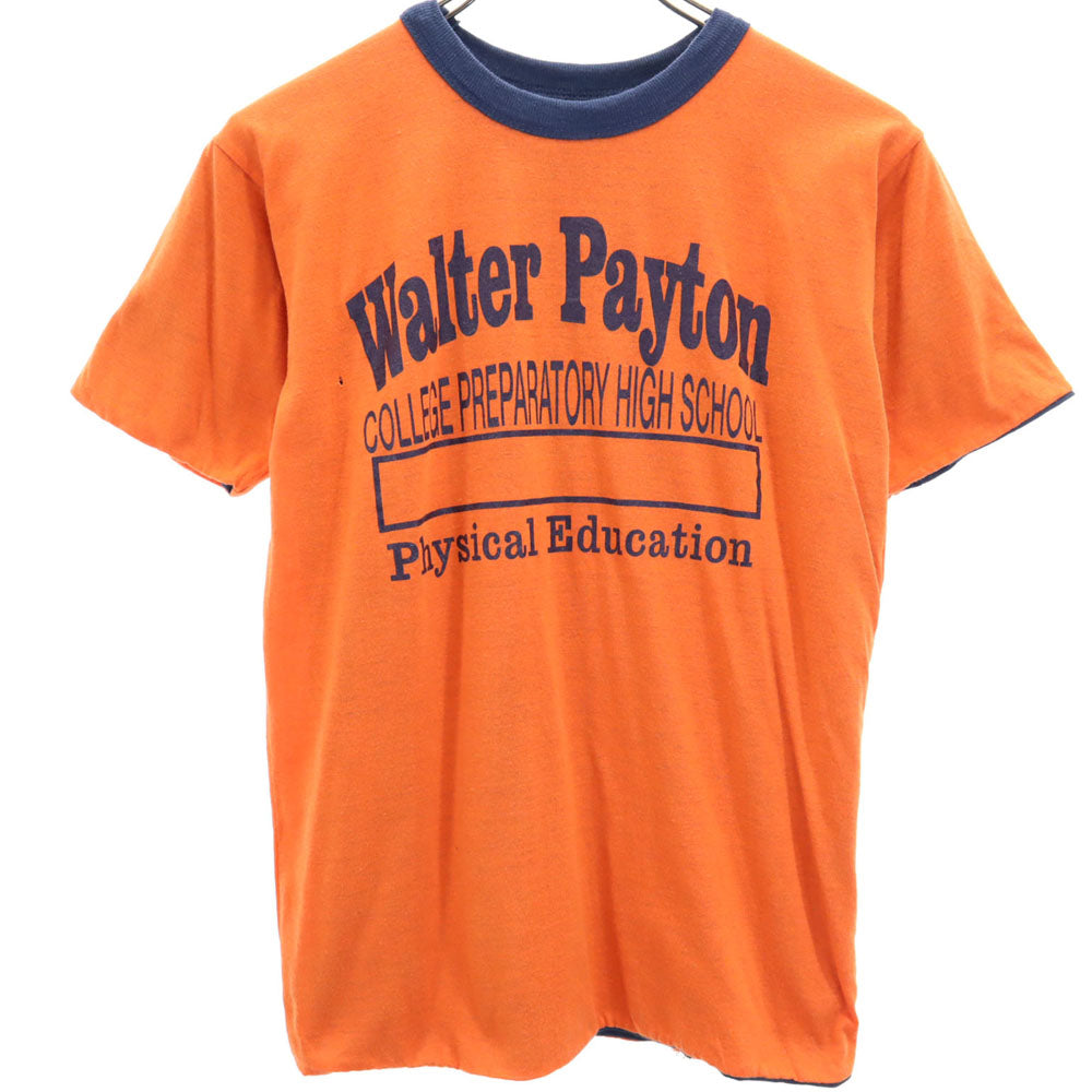 OLD オールド 80s カレッジプリント 半袖 リバーシブル Tシャツ オレンジ オールド ヴィンテージ メンズ