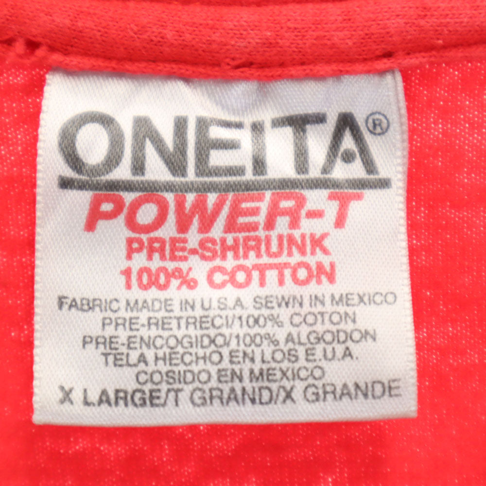 ONEITA オニータ 90s バックプリント 半袖 シングルステッチ Tシャツ XL レッド POWER-T オールド ヴィンテージ メンズ