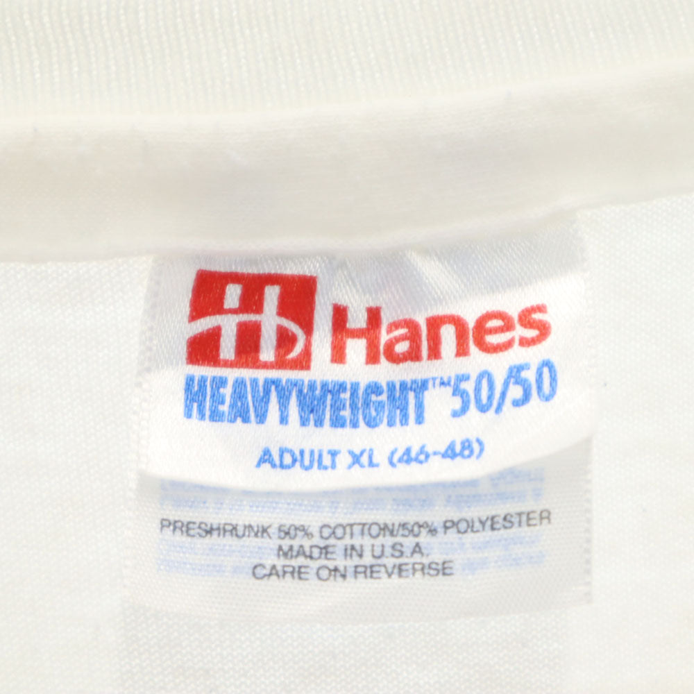 Hanes ヘインズ 90s USA製 プリント 半袖 シングルステッチ Tシャツ XL ホワイト オールド ヴィンテージ メンズ