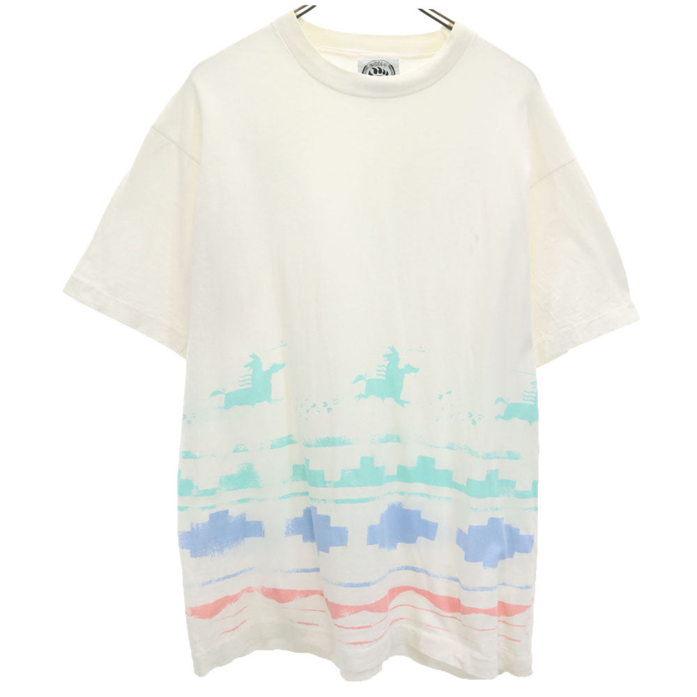 INDIAN SKIN 90s 半袖 シングルステッチ Tシャツ ONE SIZE ホワイト オールド ヴィンテージ メンズ