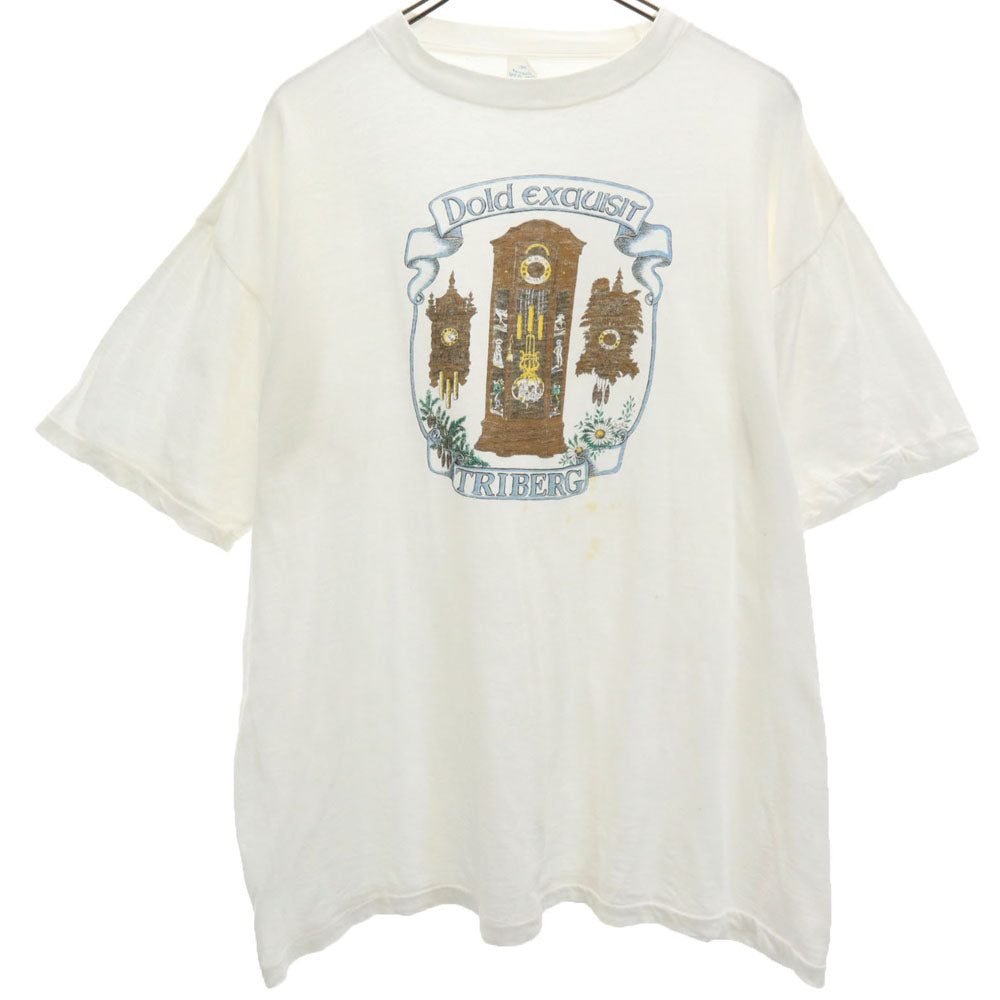OLD オールド 90s プリント 半袖 シングルステッチ Tシャツ XXL ホワイト ビッグサイズ ヴィンテージ メンズ
