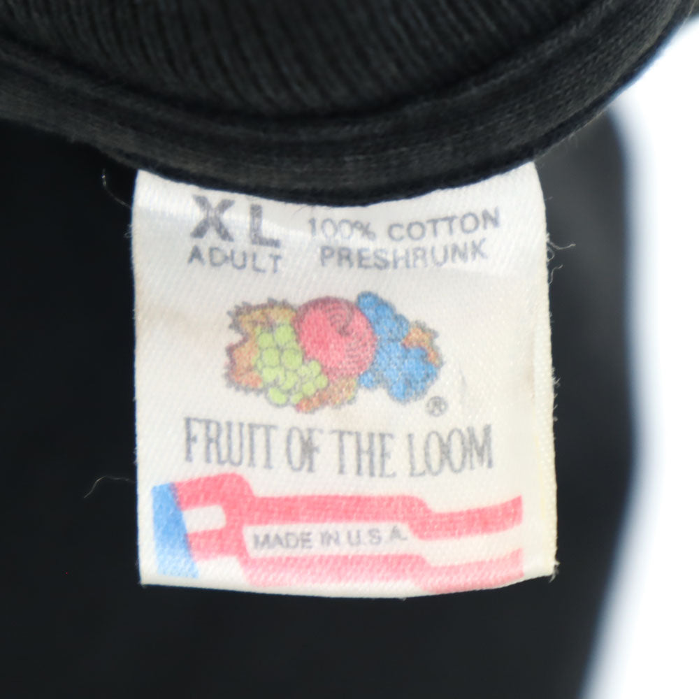 FRUIT OF THE LOOM フルーツオブザルーム 90s USA製 バックプリント 半袖 AMF Tシャツ XL ブラック シングルステッチ オールド ヴィンテージ メンズ