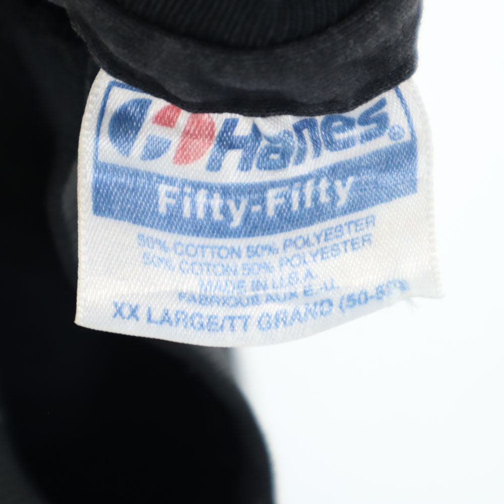 Hanes ヘインズ 80s USA製 半袖 シングルステッチ Tシャツ XXL ブラック ビックサイズ オールド ヴィンテージ メンズ