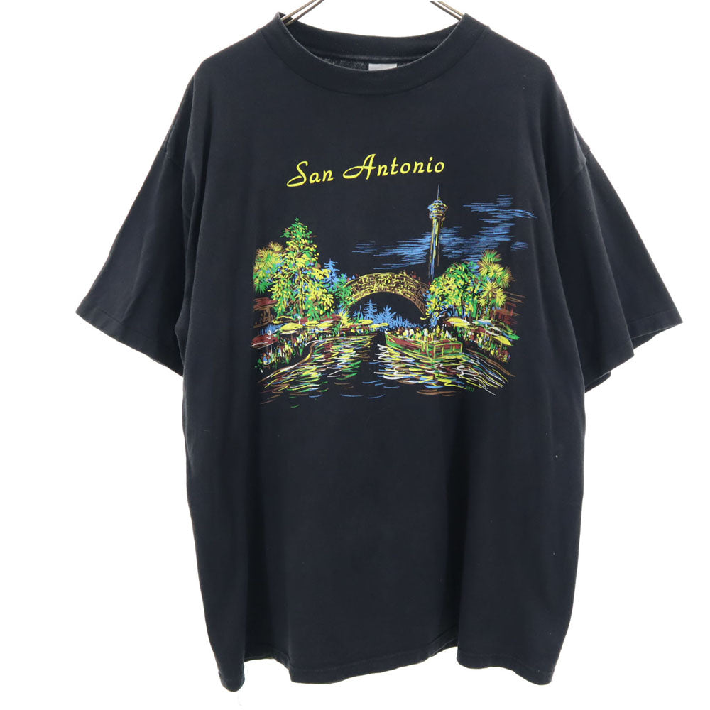 PSI 90s 半袖 シングルステッチ Tシャツ XL ブラック PSI オールド ヴィンテージ メンズ