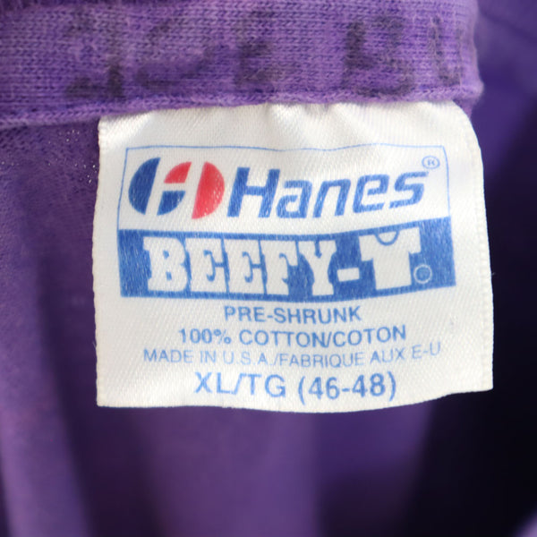 ヘインズ 80s USA製 半袖 シングルステッチ Tシャツ XL パープル Hanes オールド ヴィンテージ メンズ