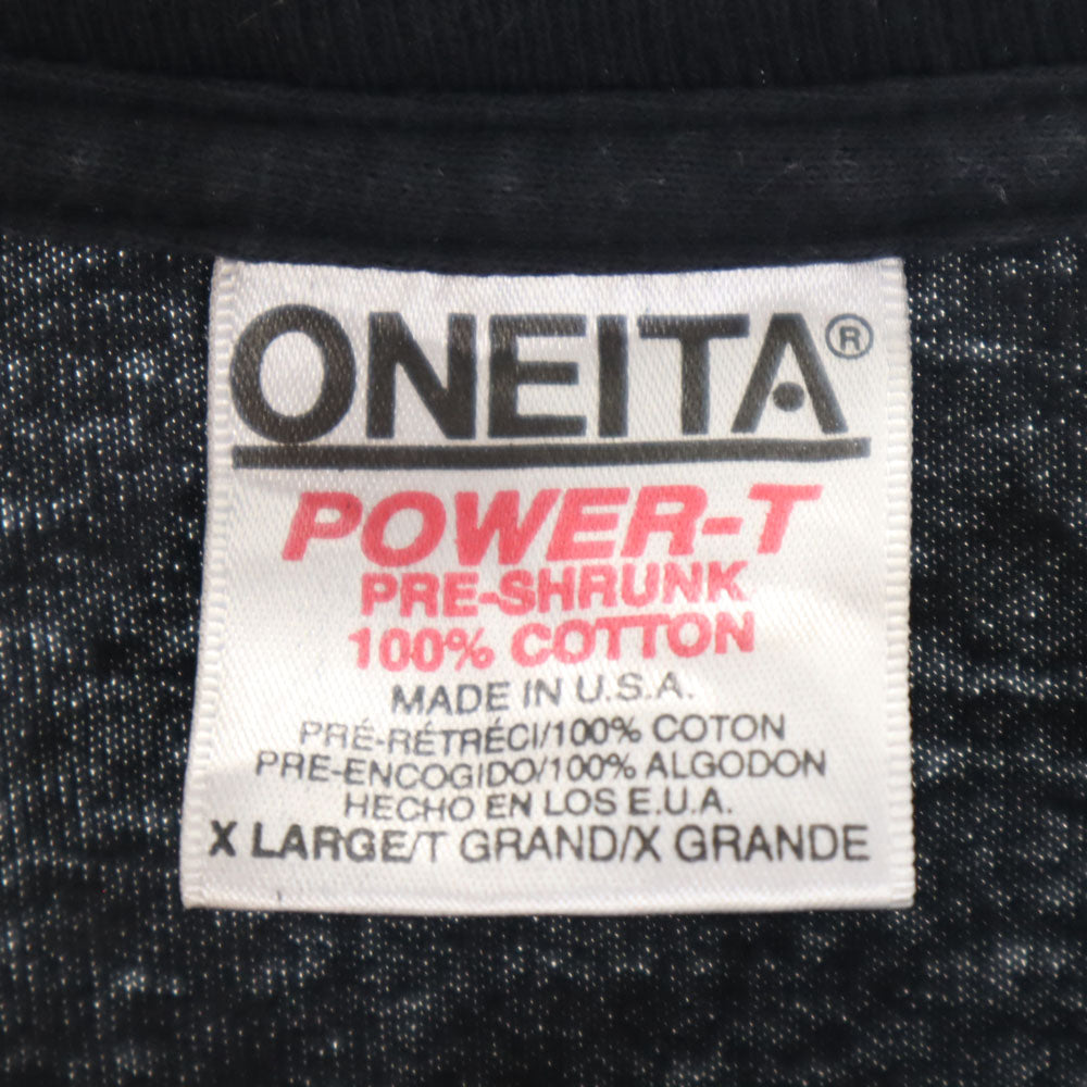 オニータ 90s USA製 ネイティブプリント 半袖 シングルステッチ Tシャツ XL 黒 ONEITA POWER-T オールド ヴィンテージ メンズ