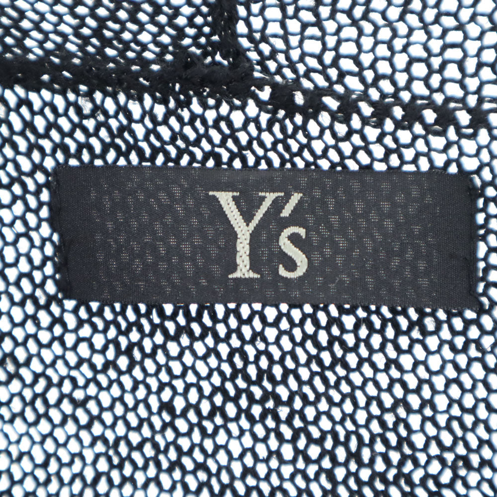 Y's ワイズ リネンブレンド メッシュ 半袖 アクリルニット カーディガン 2 黒 メンズ