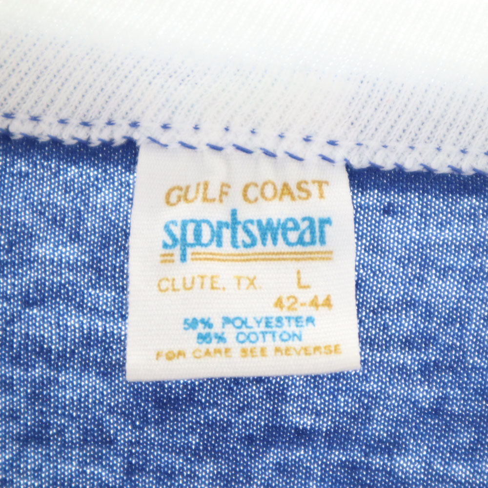 GULF COAST SPORTSWEAR ガルフコーストスポーツウェア 70s 80s USA製 半袖 ラグラン トリム Tシャツ L 青紺 オールド ヴィンテージ メンズ