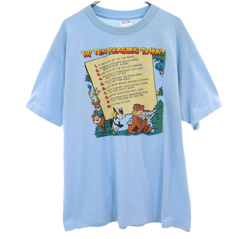 Hanes ヘインズ 90s USA製 半袖 シングルステッチ Tシャツ XL 水色系 オールド ヴィンテージ メンズ