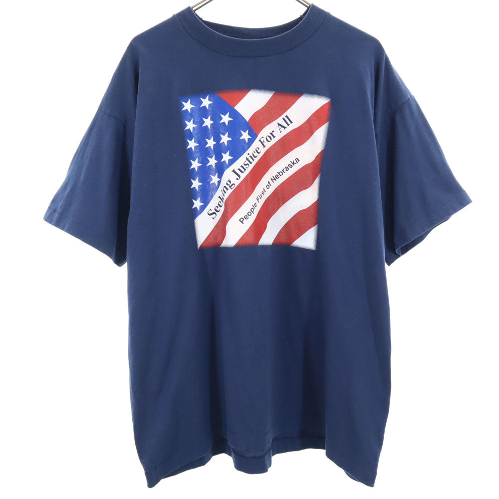 FRUIT OF THE LOOM フルーツオブザルーム 90s 星条旗 半袖 シングルステッチ Tシャツ XL ネイビー BEST オールド ヴィンテージ メンズ