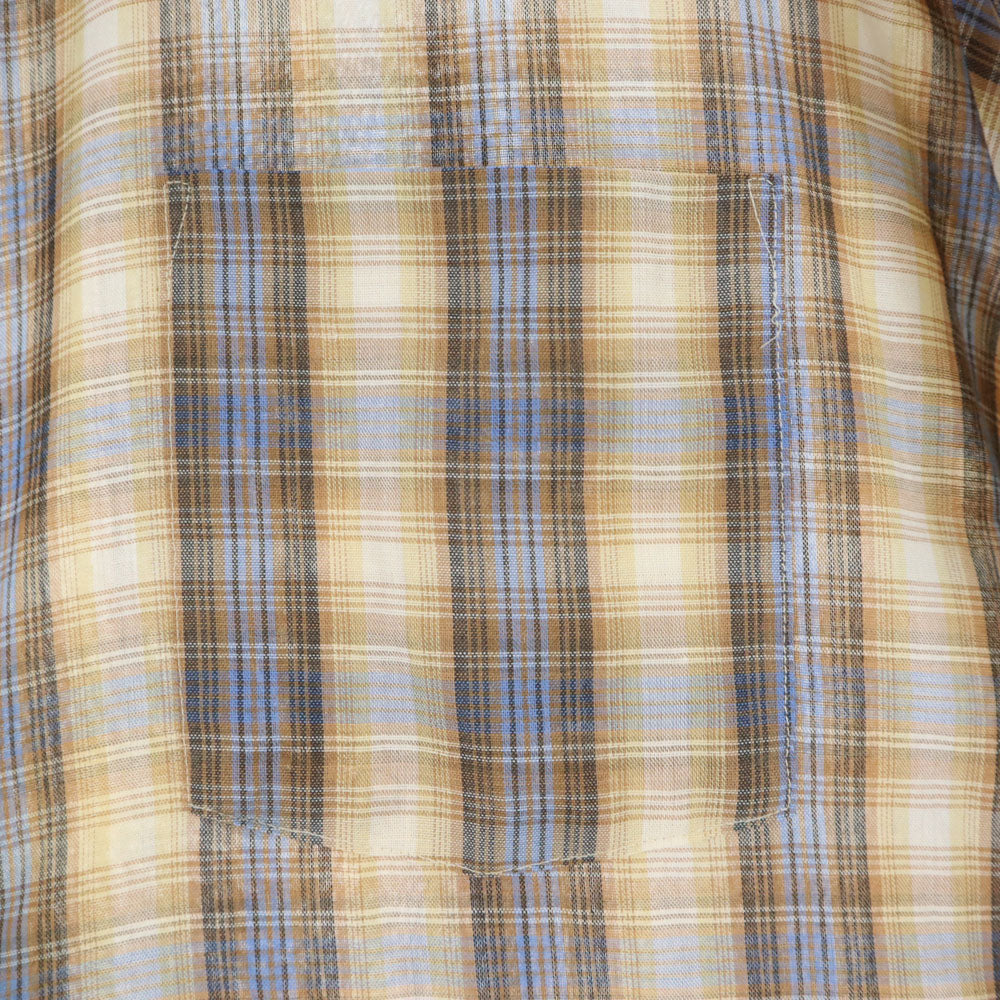 キングスポーツ 70s チェック柄 半袖 シャツ XL ベージュ系 オールド ヴィンテージ メンズ