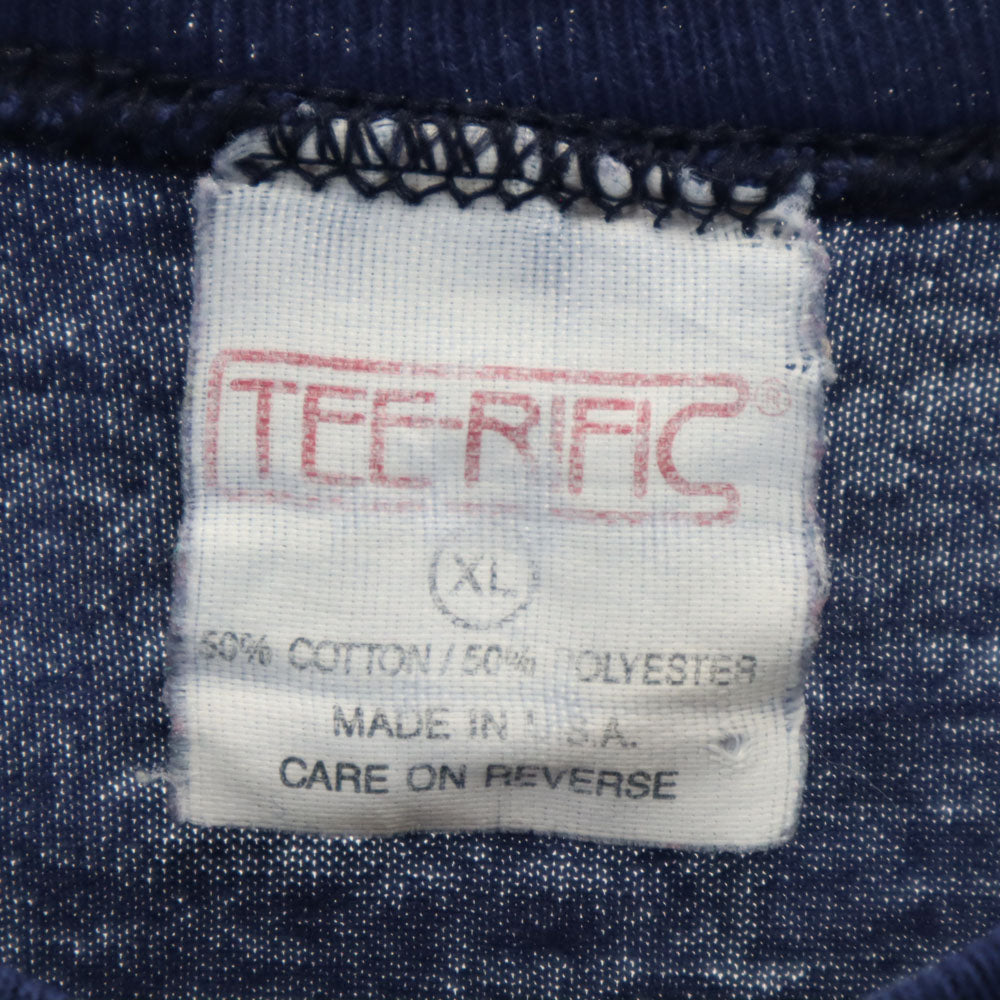 TEE-RIFIC 90s USA製 半袖 Tシャツ XL ネイビー シングルステッチ オールド ヴィンテージ メンズ