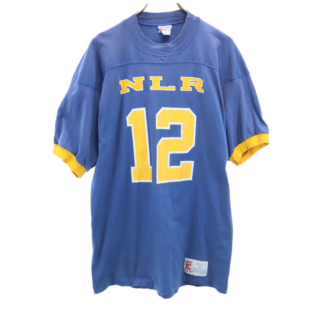 EAGLE イーグル 90s USA製 半袖 ゲーム Tシャツ L ブルー USA トリム オールド ヴィンテージ メンズ