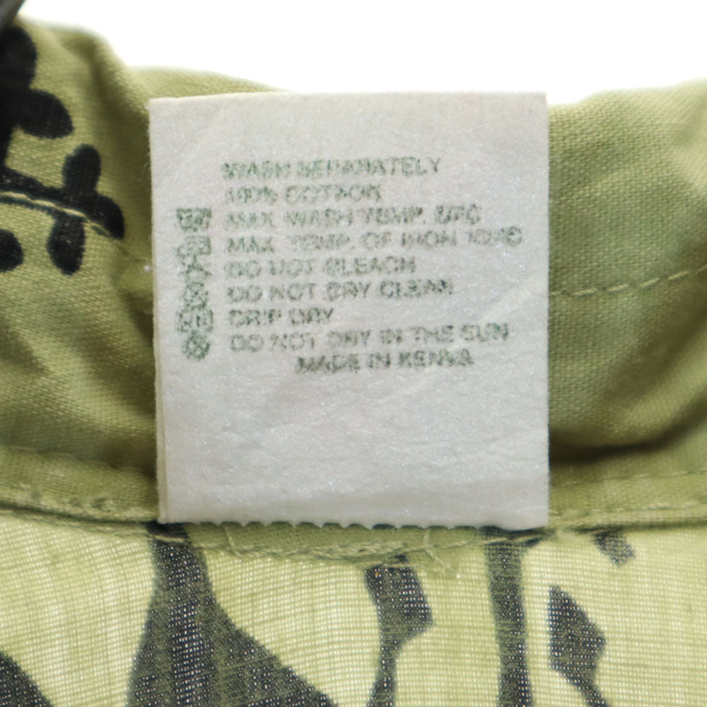 サファリ 90s 総柄 半袖 サファリシャツ コットンシャツ M カーキ SIMBA オールド ヴィンテージ メンズ