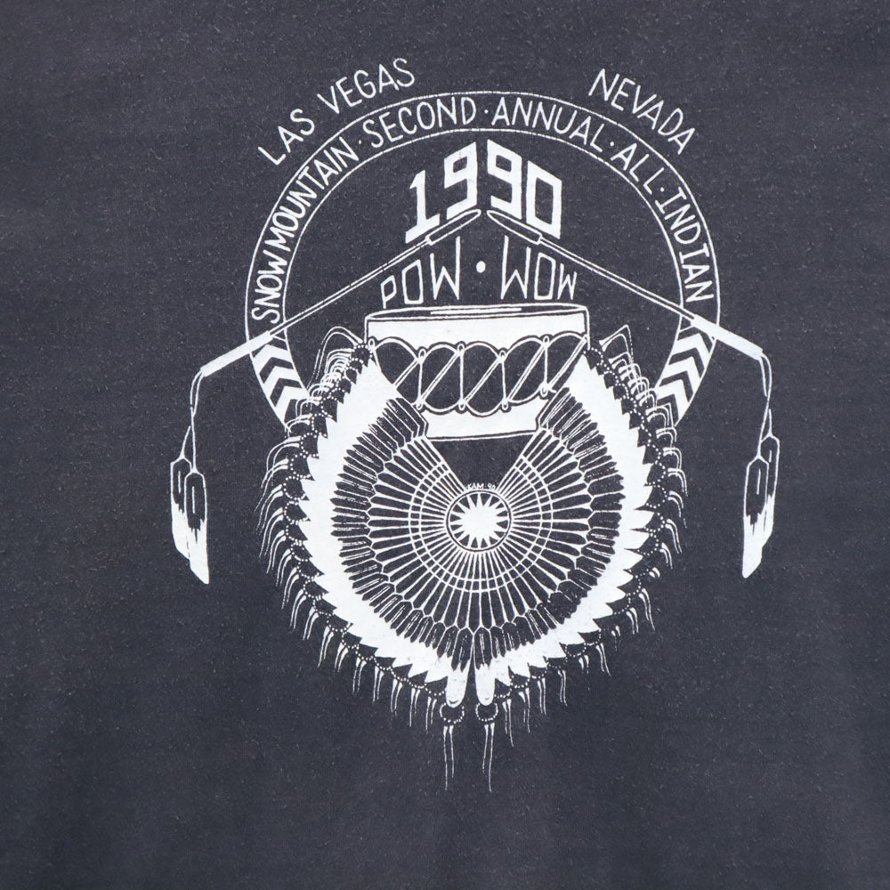 Hanes ヘインズ 90s USA製 ネイティブプリント 半袖 Tシャツ XXL ブラック シングルステッチ オールド メンズ