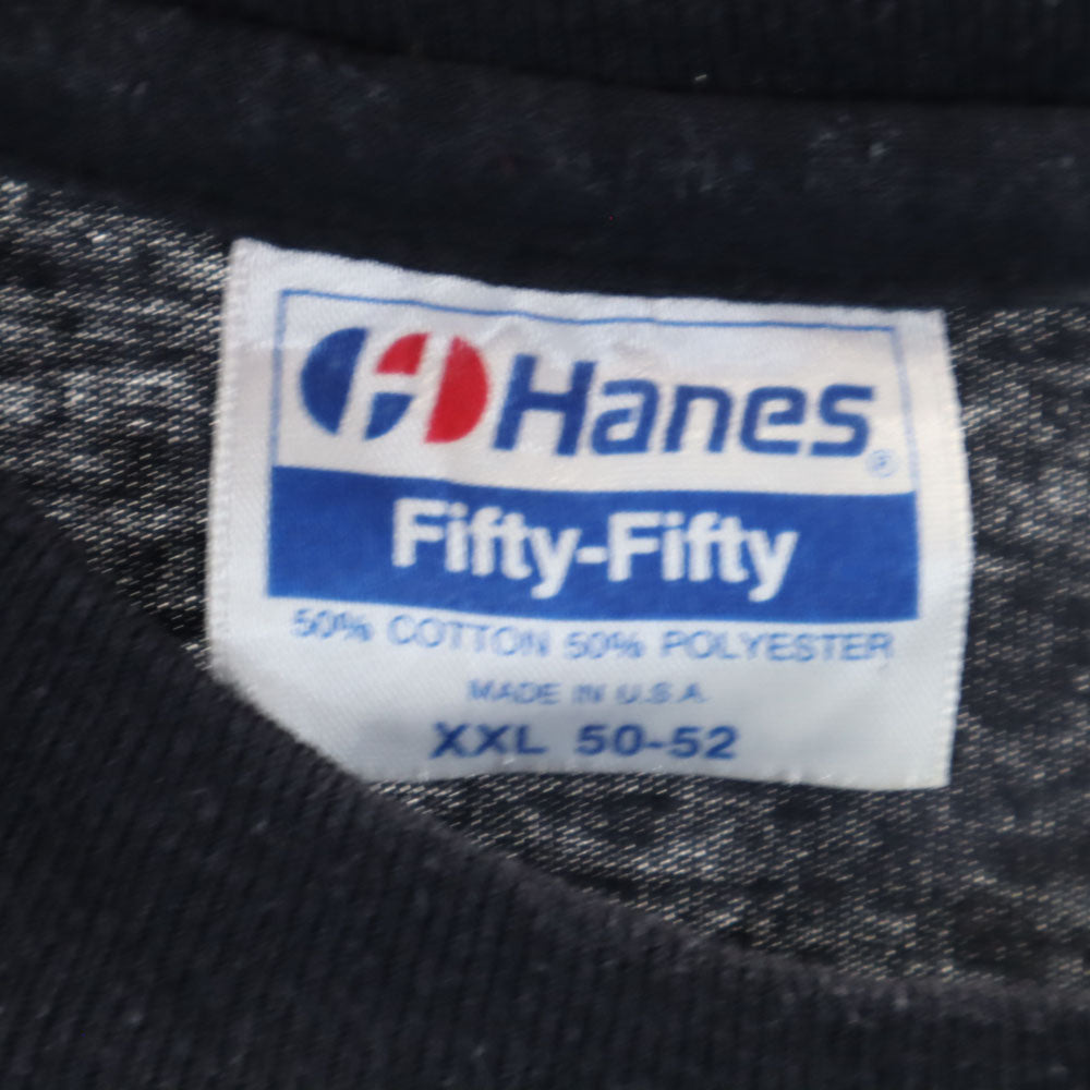 Hanes ヘインズ 90s USA製 ネイティブプリント 半袖 Tシャツ XXL ブラック シングルステッチ オールド メンズ