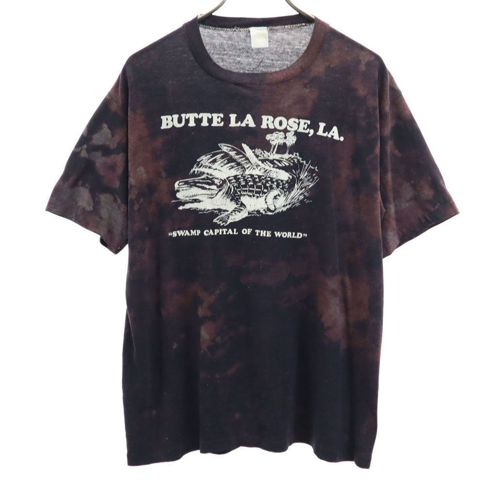 sportswear スポーツウェア 70s 80s USA製 半袖 ブリーチ加工 Tシャツ XL ブラック系 シングルステッチ ヴィンテージ メンズ