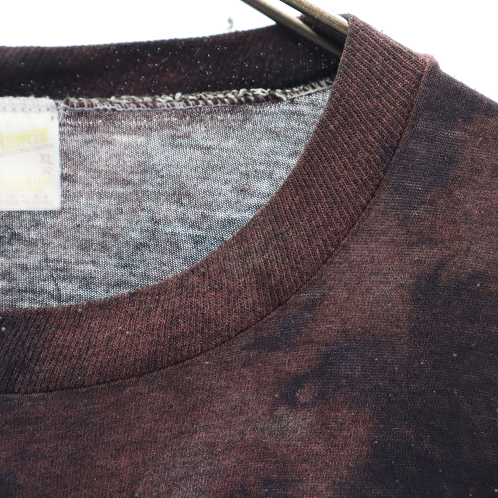 sportswear スポーツウェア 70s 80s USA製 半袖 ブリーチ加工 Tシャツ XL ブラック系 シングルステッチ ヴィンテージ メンズ