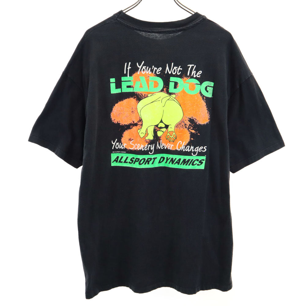 LEAD DOG 90s バックプリント 半袖 Tシャツ ブラック系 シングルステッチ オールド メンズ