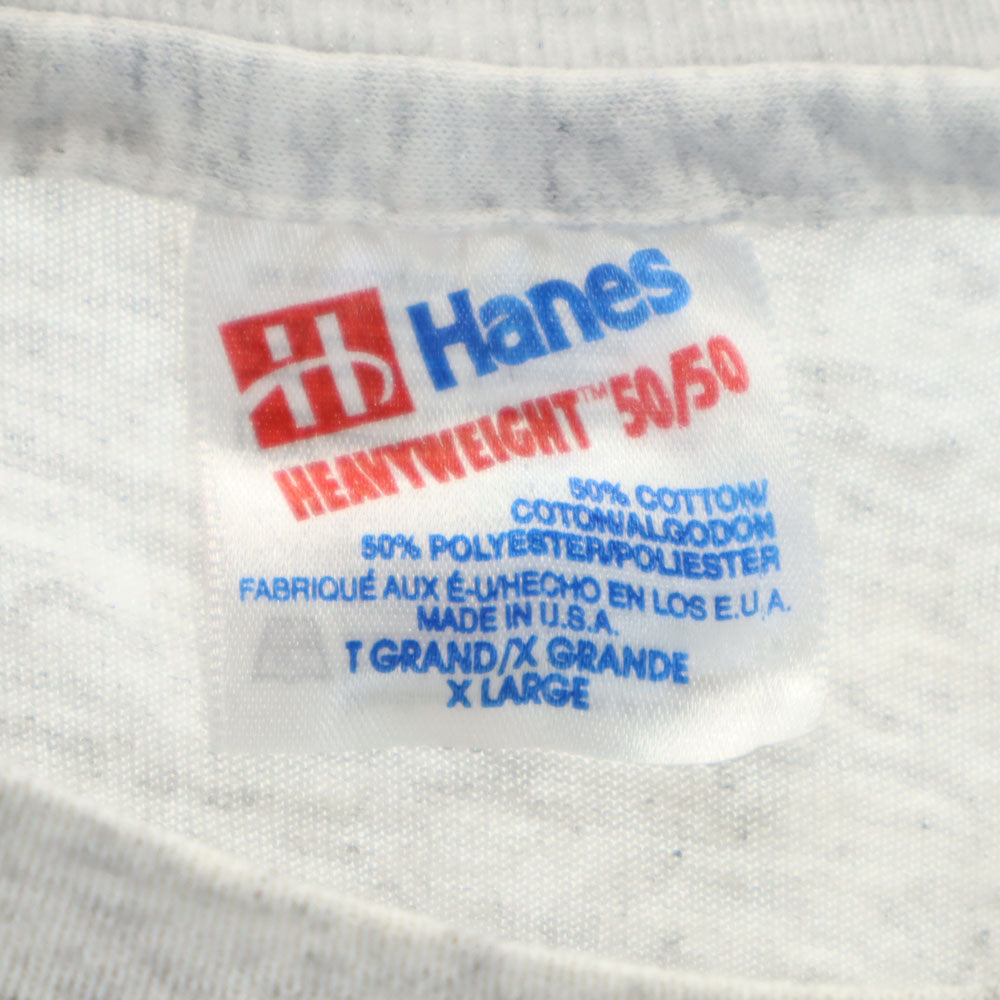 ヘインズ 90s USA製 プリント 半袖 Tシャツ XL グレー系 Hanes シングルステッチ オールド メンズ
