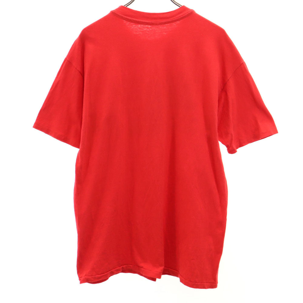 硫黄島 90s プリント 半袖 Tシャツ レッド系 シングルステッチ オールド メンズ