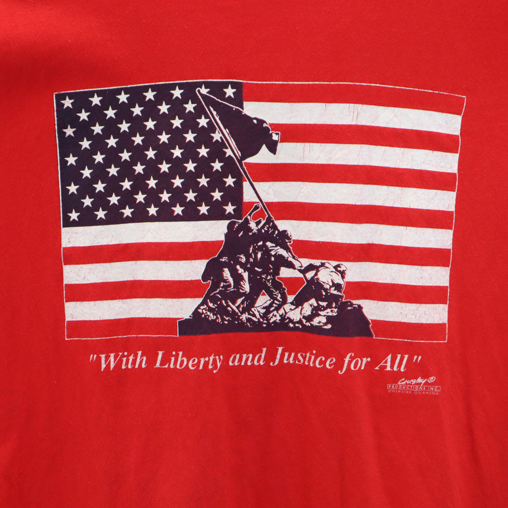 硫黄島 90s プリント 半袖 Tシャツ レッド系 シングルステッチ オールド メンズ