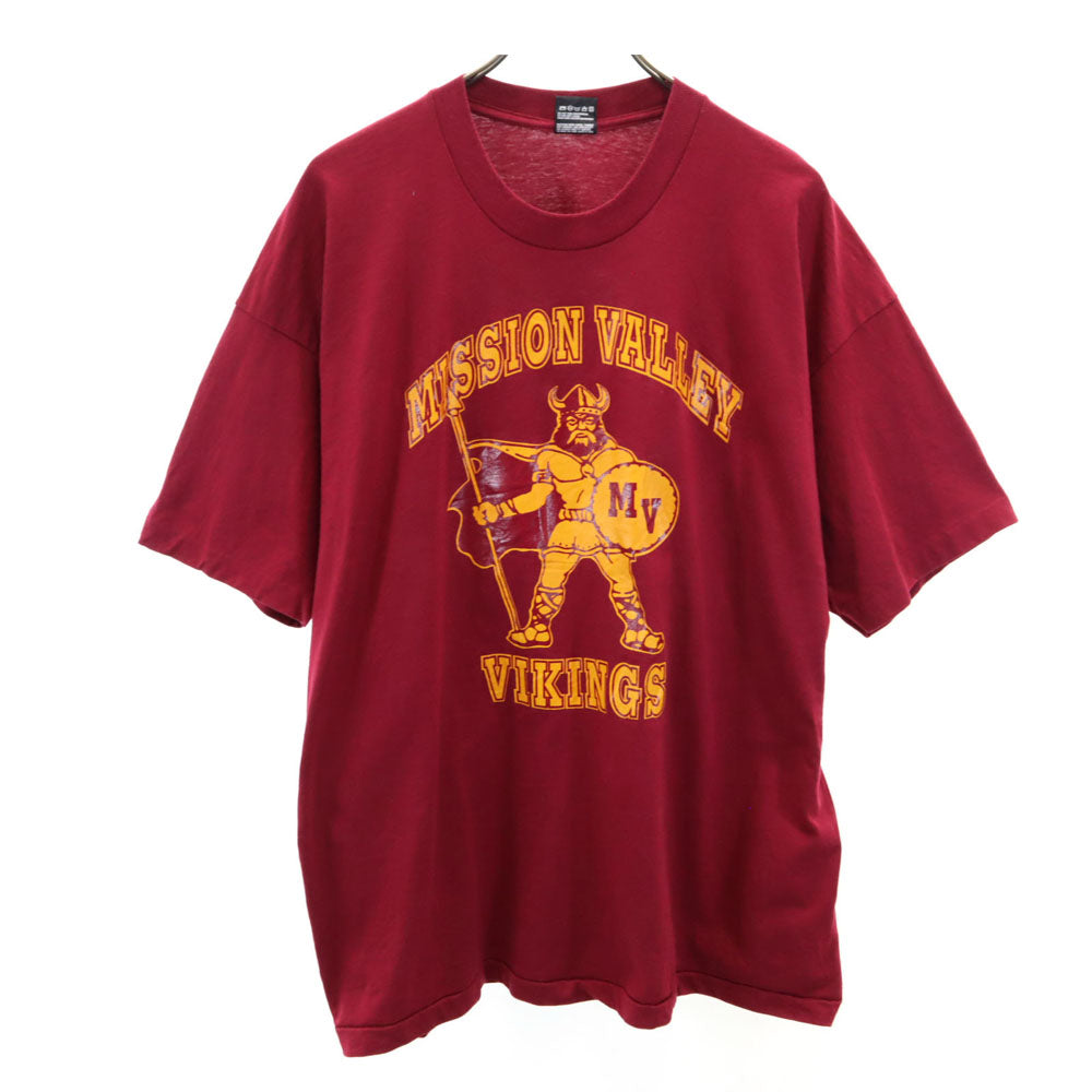 FRUIT OF THE LOOM フルーツオブザルーム 90s USA製 プリント 半袖 Tシャツ XXL ボルドー ビッグサイズ シングルステッチ オールド メンズ