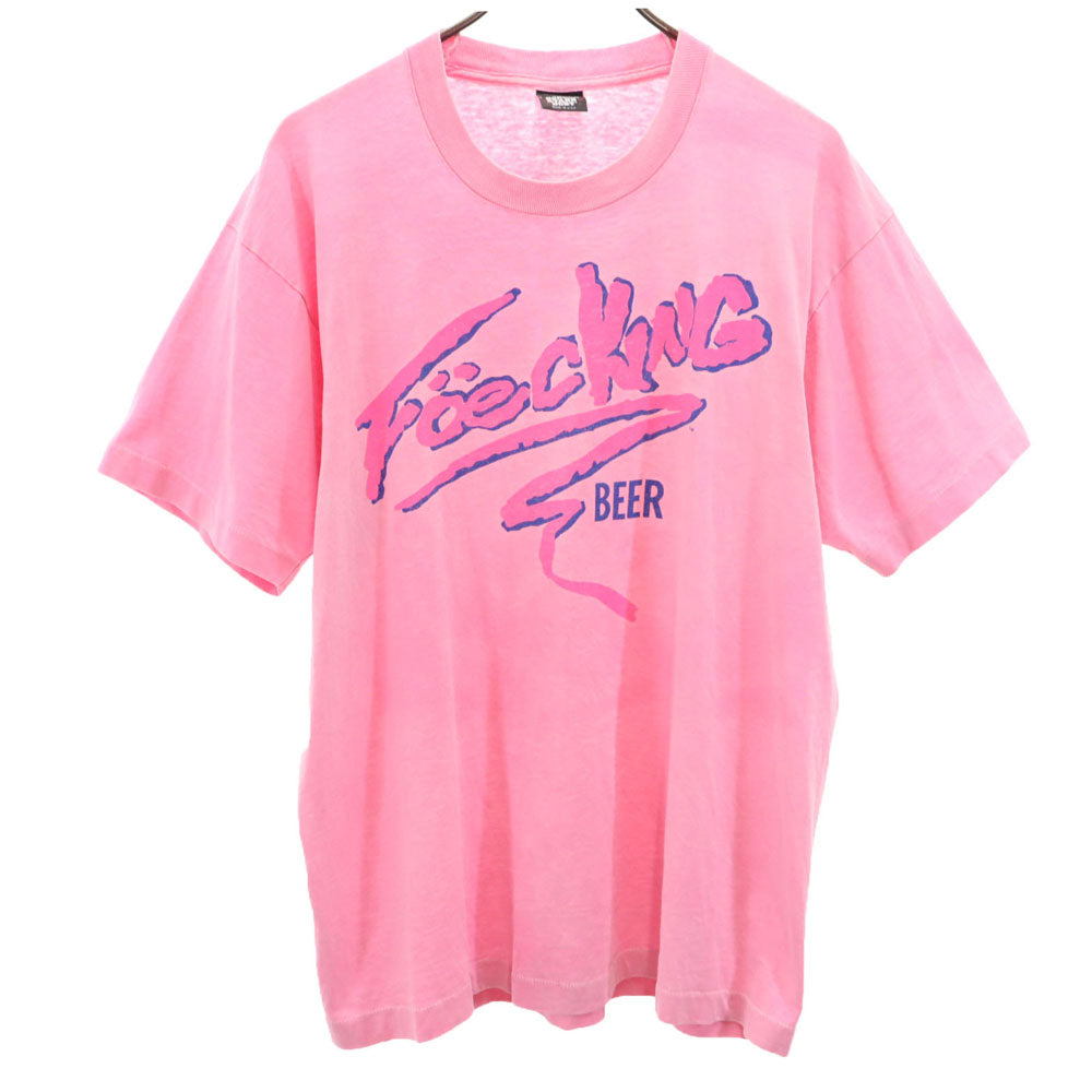 スクリーンスターズ 90s USA製 プリント 半袖 Tシャツ XL ピンク系 SCREEN STARS シングルステッチ オールド メンズ