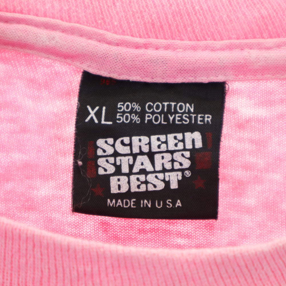 スクリーンスターズ 90s USA製 プリント 半袖 Tシャツ XL ピンク系 SCREEN STARS シングルステッチ オールド メンズ